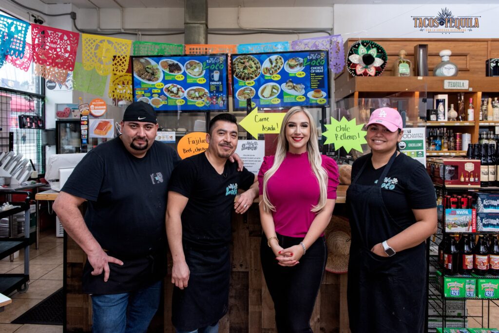 Abogada Alexandra with El taco Loco staffs - Tacos y Tequila